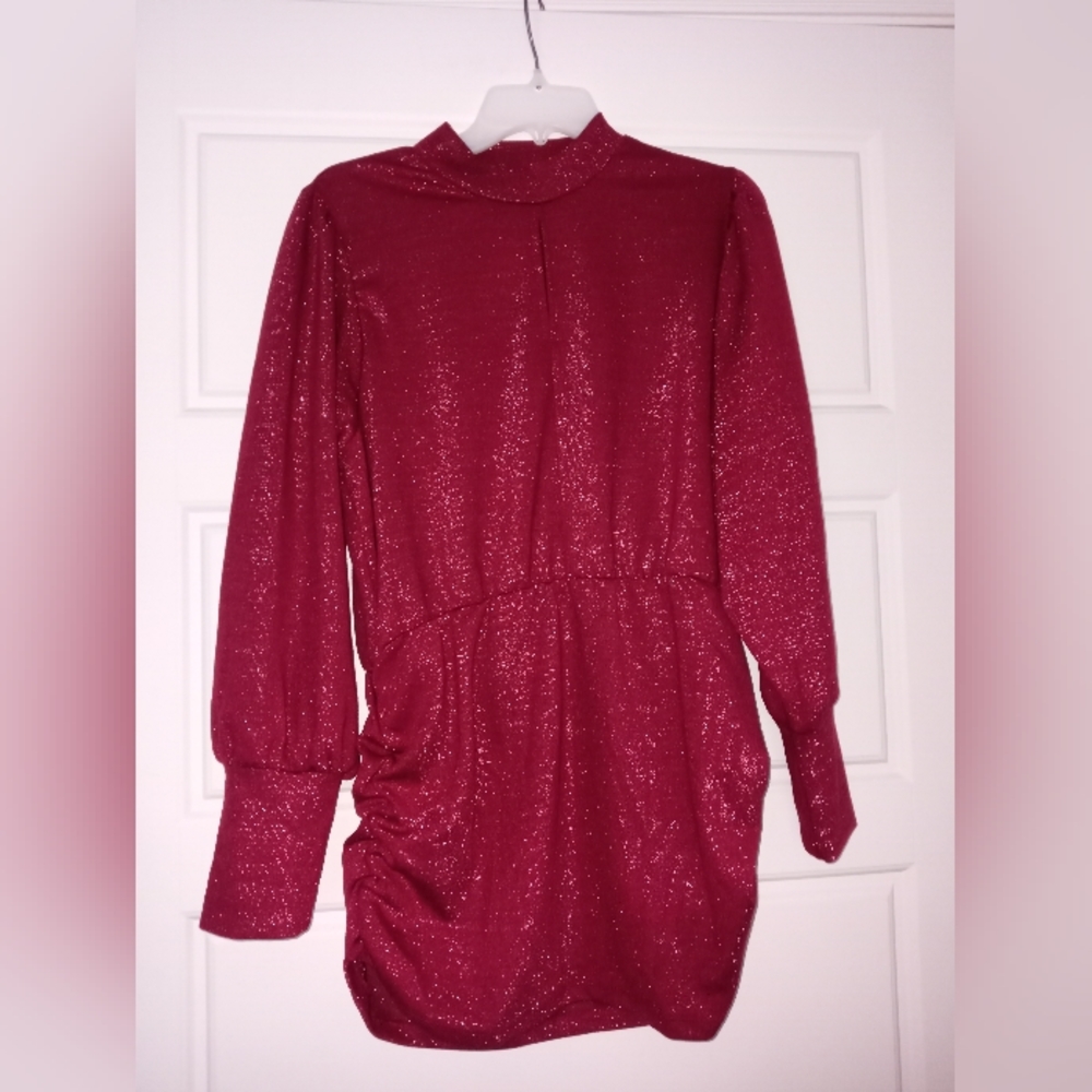 Lane Bryant cranberry red and silver metallic shirt plus size 14/16